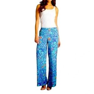 Lilly Pulitzer Middleton Wide Leg Flowy Mai Tai Purple Iris Pants Size Small 883